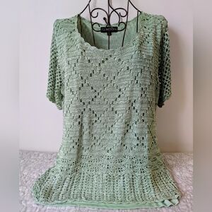 La Madona Mint Green Crochet Women's Top